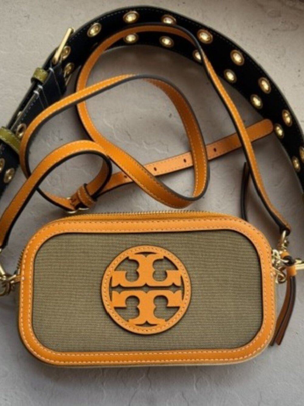 Tory Burch Women's Mini Miller Canvas CrossBody Bag In Cumin